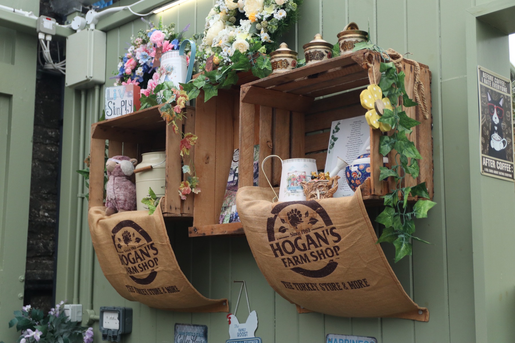 Hogan's Farm Shop hessian branding: The Turkey Store & More