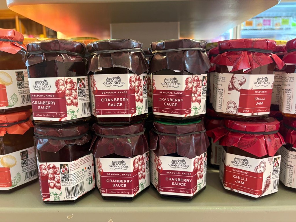 Gran Grans Foods preserves on the farm shop shelf