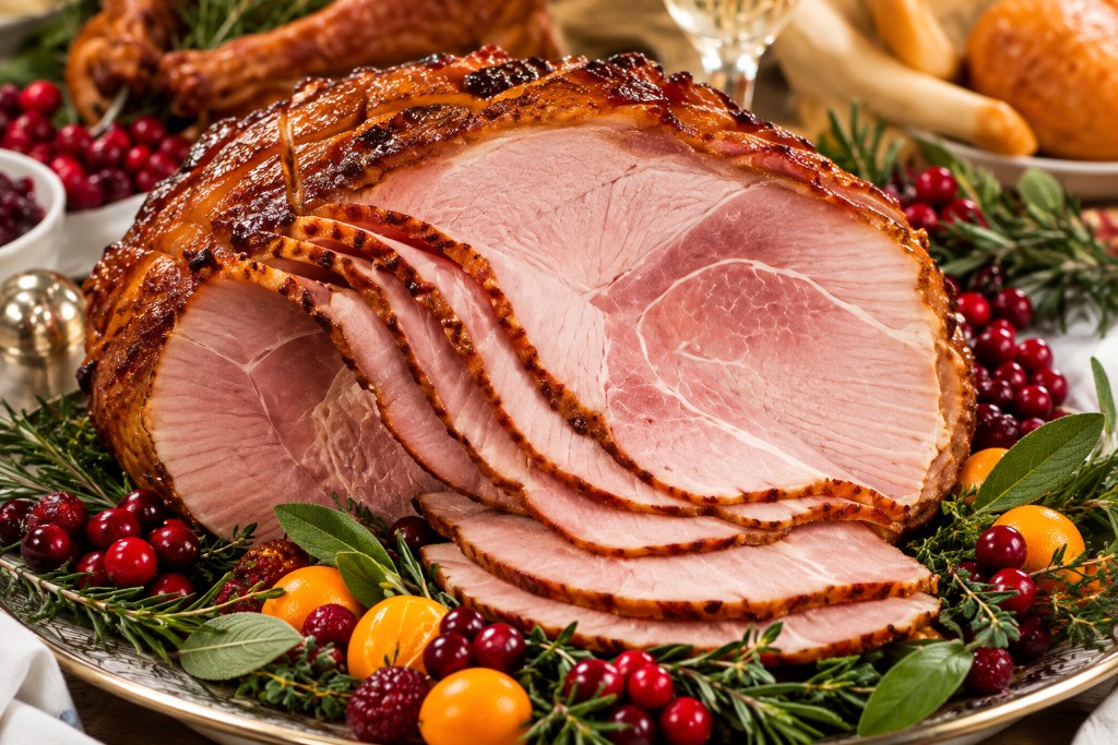 Christmas ham carved and served from Hogan’s Farm