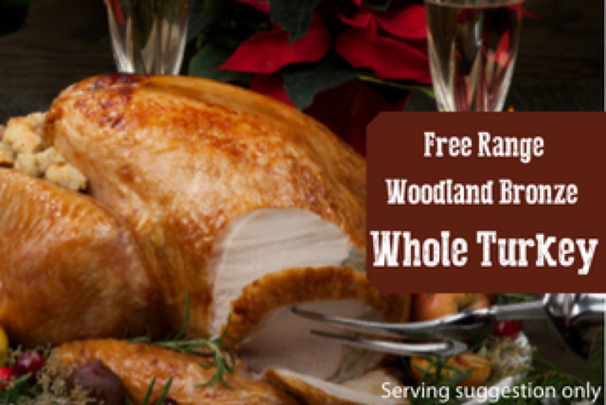 Roast whole turkey, serving suggestion from Hogan’s Farm